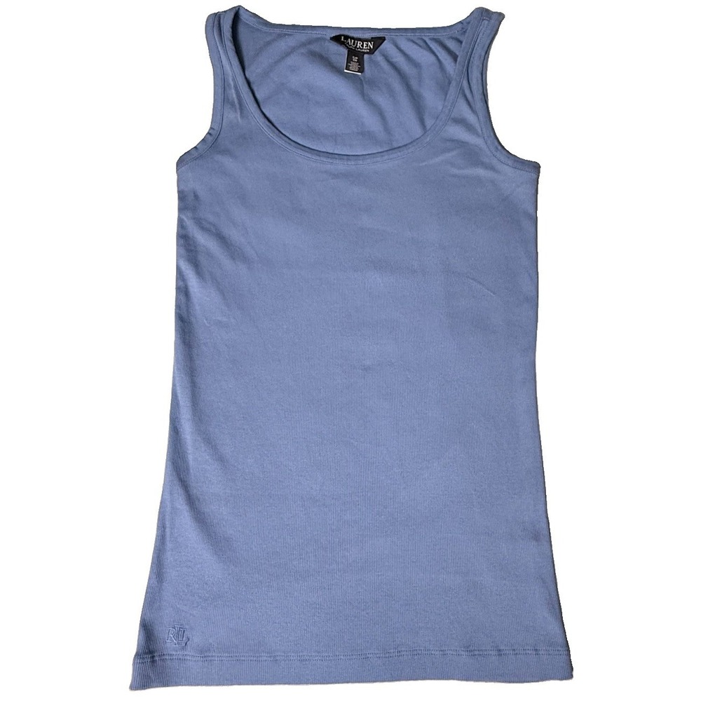 Ralph Lauren Black Label Stretch Tank Top Womens Blue Ribbed Small - Picture 1 of 4